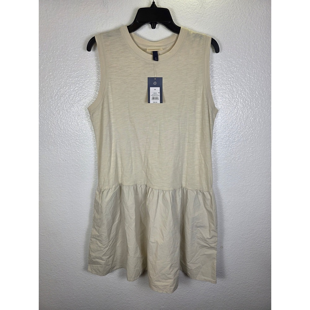 Universal Thread Womens Sleeveless Drop Waist Mini Dress Taupe Beige Cotton M